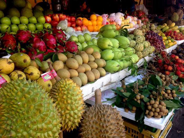 Vibrant Market Stall Filled with Fresh Fruits