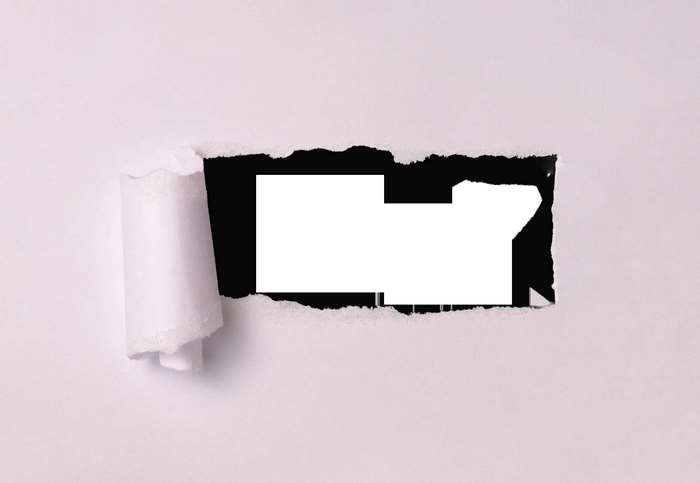 Torn paper with a white rectangle cutout