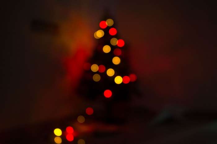 Blurred Christmas Tree with Bokeh Lights
