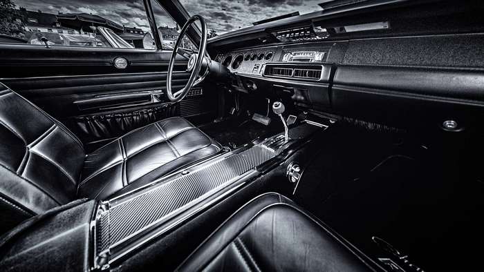 Interior of a classic Dodge Charger