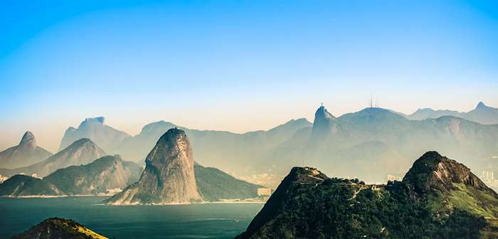 Panoramic view of mountains and sea in Rio de Janeiro