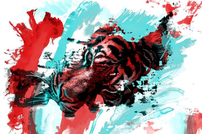 Abstract Watercolor Tiger Art 4K