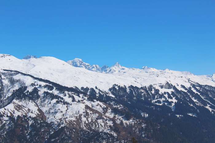 Snow-covered mountains in Himachal Pradesh, India