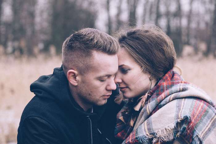 Couple in love in a forest