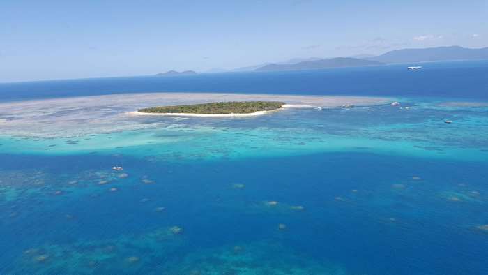 Aerial view of an island in the Great Barrier Reef