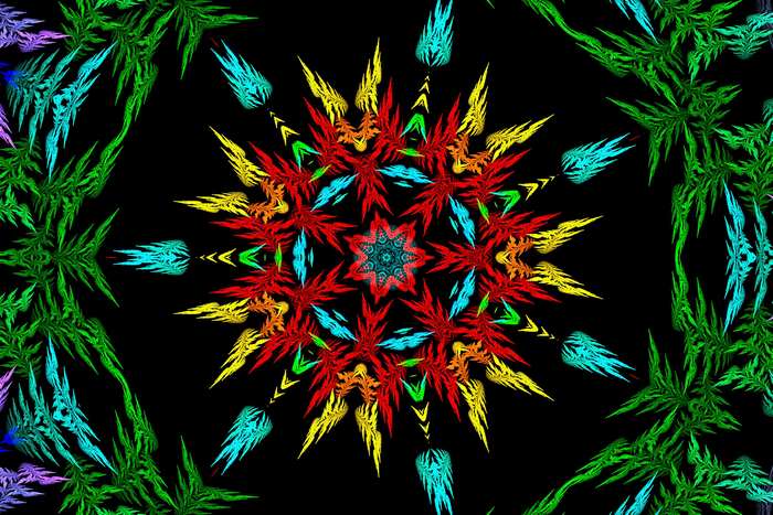 Abstract fractal kaleidoscope pattern with multicolor design
