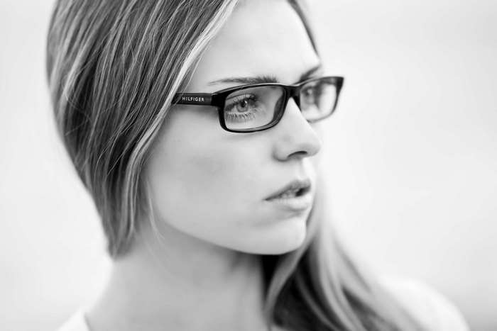 Woman wearing Tommy Hilfiger eyeglasses