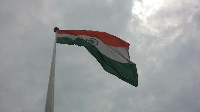 Indian flag waving in the sky