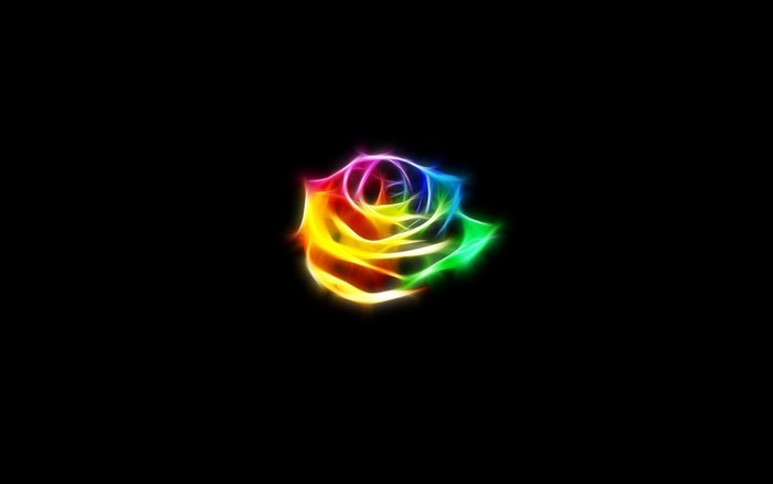 Rainbow fractal rose on black background