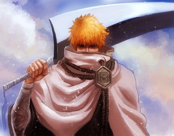 Ichigo Kurosaki from Bleach with a scythe