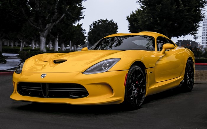 Yellow Dodge Viper front view