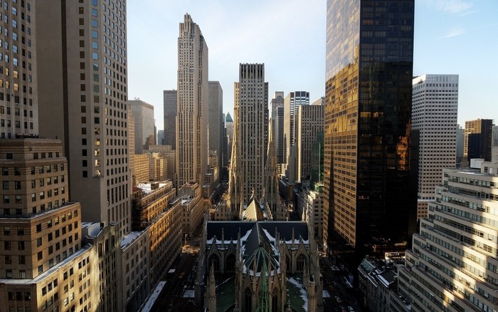 New York City Skyline with St. Patrick's Cathedral
