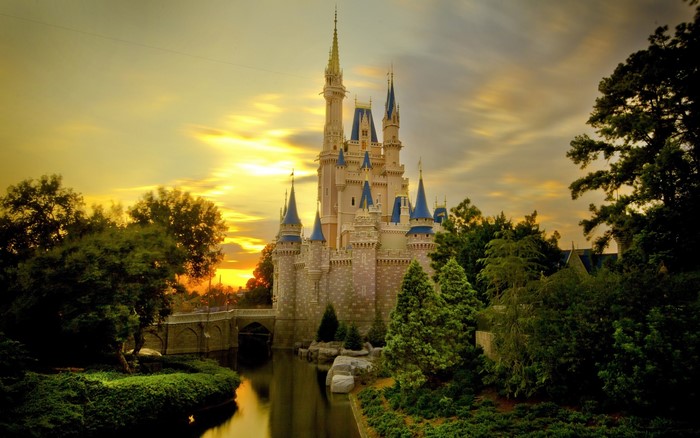Cinderella Castle in Florida at Sunset