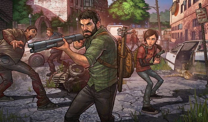 Joel and Ellie fighting infected in The Last of Us