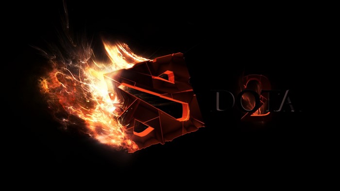 Dota 2 logo with fire and smoke
