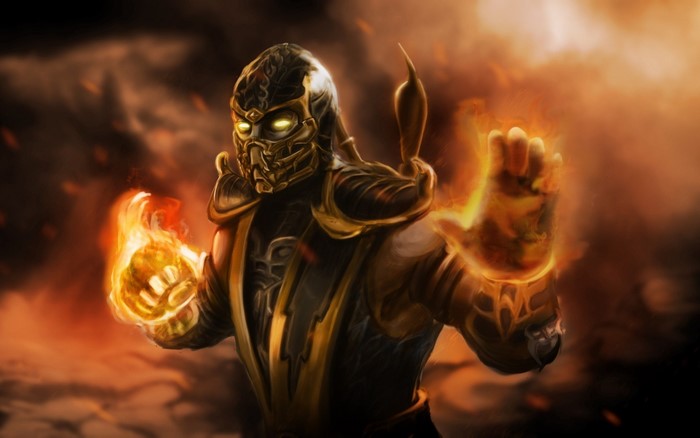 Scorpion from Mortal Kombat with fire