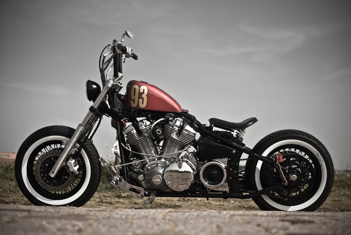 Custom Bobber Motorcycle with number 93
