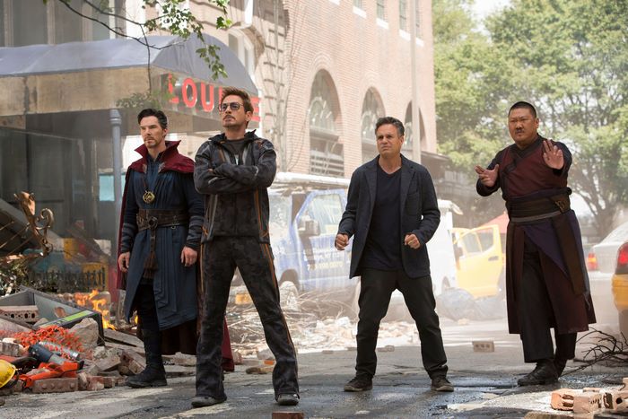 Doctor Strange, Iron Man, Hulk, and Wong from Avengers: Infinity War