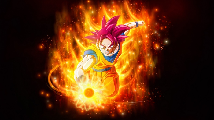 Goku from Dragon Ball Super charging energy