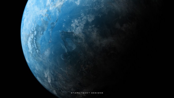 Digital planet in space with clouds