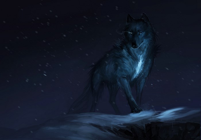 Fantasy wolf artwork with glowing chest