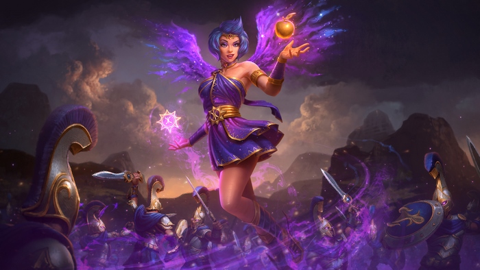 Eris from Smite with golden apple and soldiers