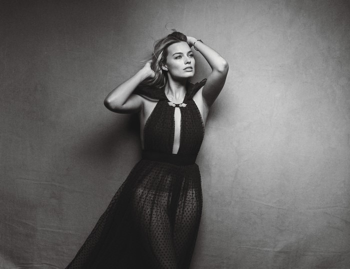 Margot Robbie in a black dress