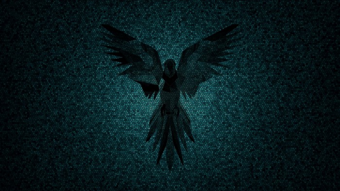 Dark abstract parrot logo on mosaic background