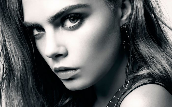 Cara Delevingne monochrome portrait