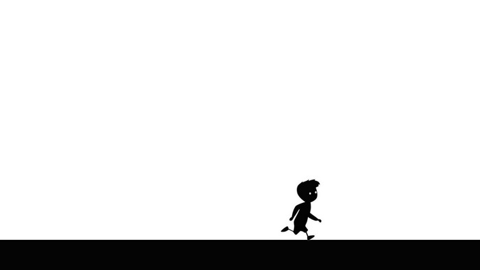 Boy running in Limbo video game