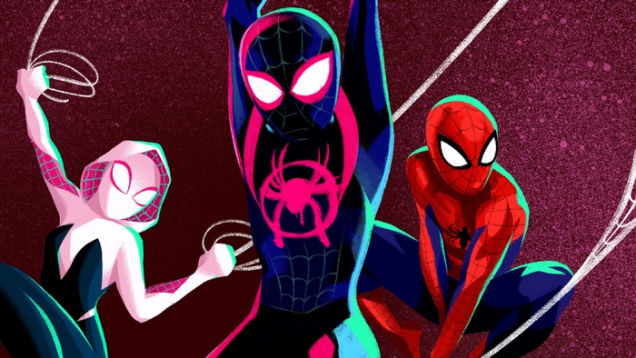Spider-Man, Spider-Gwen, and Spider-Man from Spider-Verse
