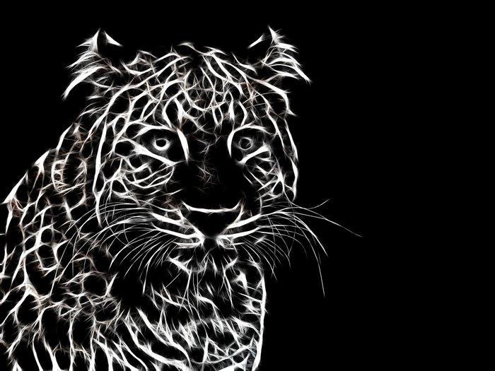 Fractal black and white leopard portrait
