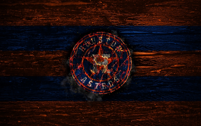 Houston Astros Logo on Wood Background