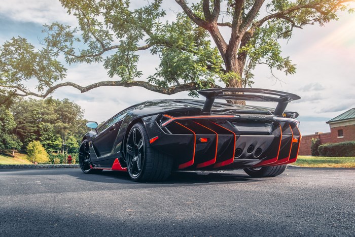 Black Lamborghini Centenario with Orange Accents