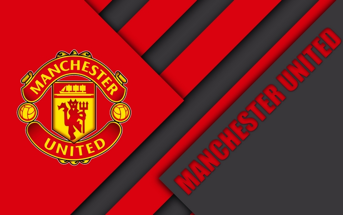 Manchester United F.C. logo on red and grey background