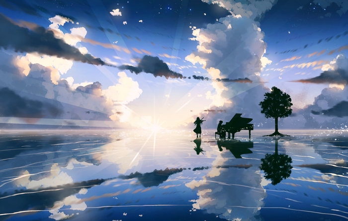 Kaori Miyazono and Kousei Arima playing music