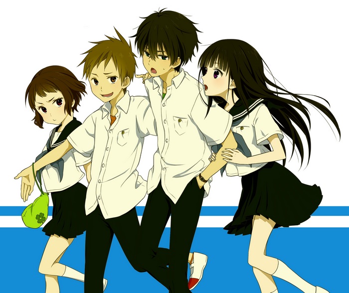 Hyouka: Oreki, Fukube, Ibara, and Chitanda