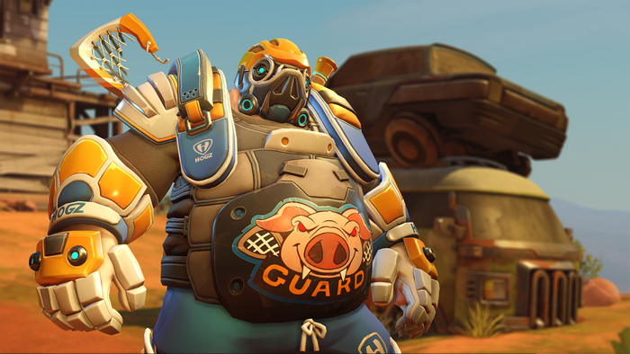 Roadhog from Overwatch wearing the 'Hogz' skin