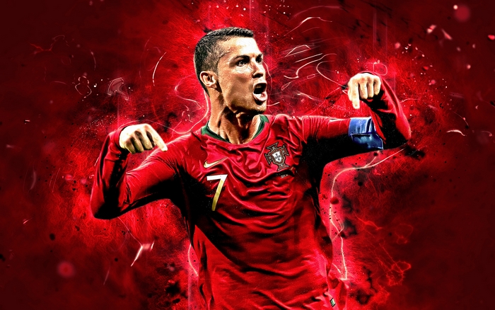 Cristiano Ronaldo Celebrates in Portugal Jersey