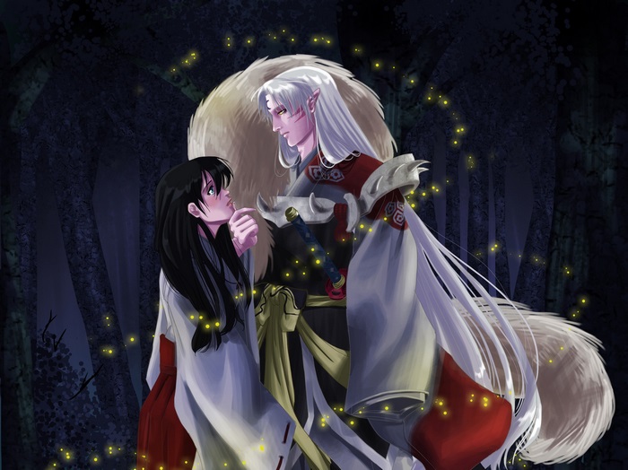 Inuyasha and Kagome in a forest