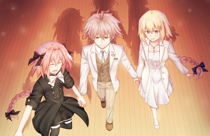 Sieg, Jeanne d'Arc, and Astolfo from Fate/Apocrypha