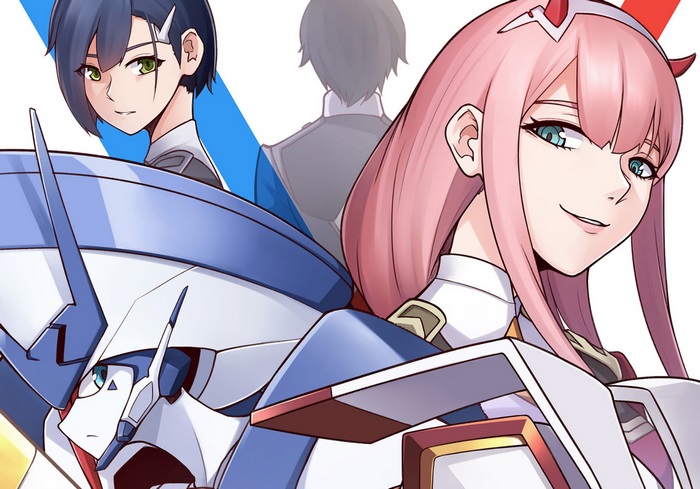 Ichigo, Zero Two, Hiro, and Delphinium from Darling in the FranXX