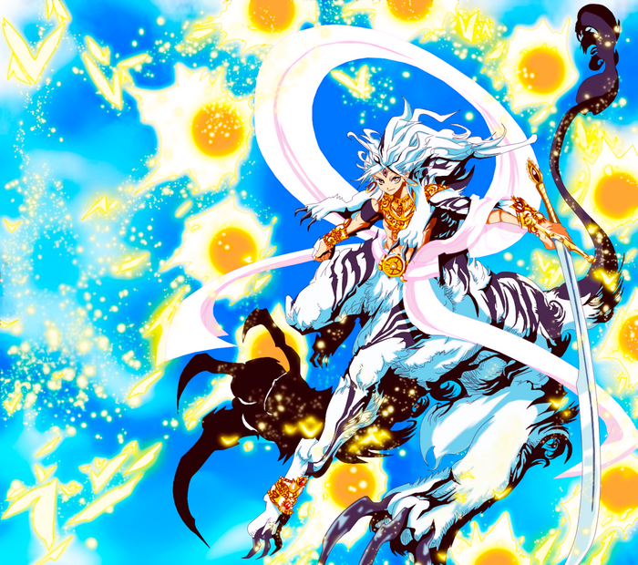 Sinbad from Magi riding a white tiger