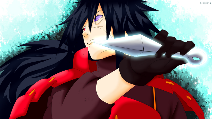 Madara Uchiha from Naruto holding a kunai