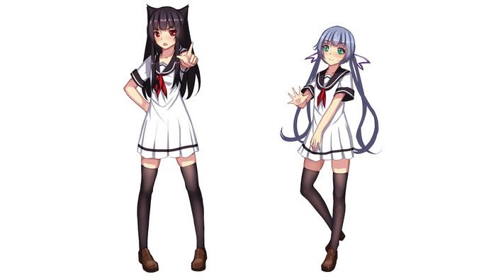 Two anime girls in school uniforms