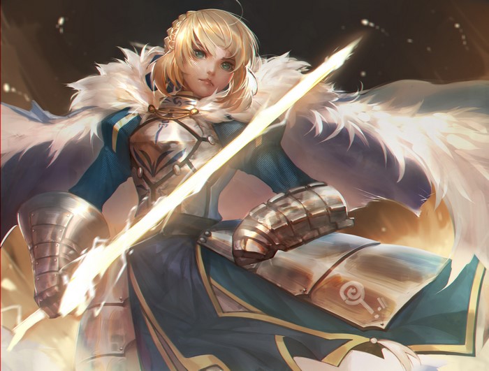 Saber Artoria Pendragon from Fate Series holding Excalibur