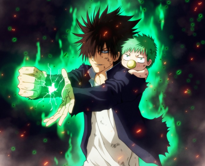 Tatsumi Oga and Beelzebub IV in Intense Green Aura