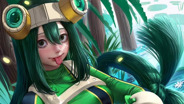 Tsuyu Asui from My Hero Academia in a forest