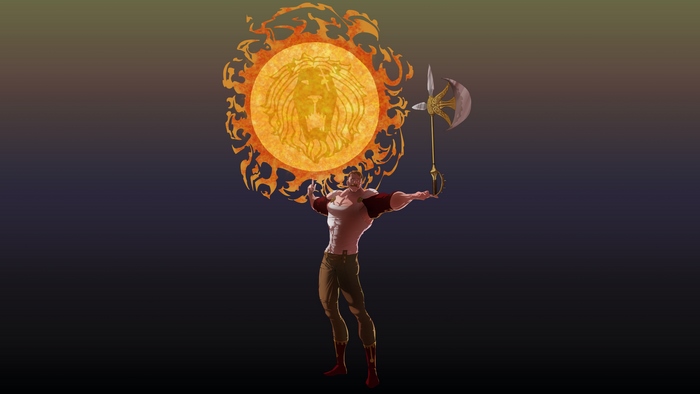 Escanor from The Seven Deadly Sins with his axe and sun