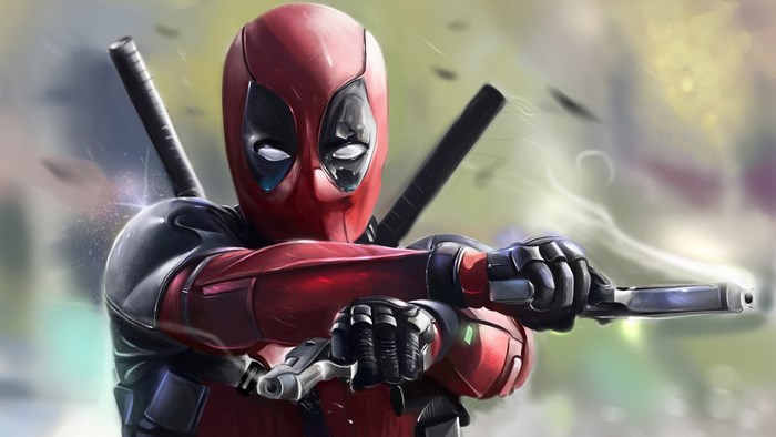 Deadpool aiming two pistols